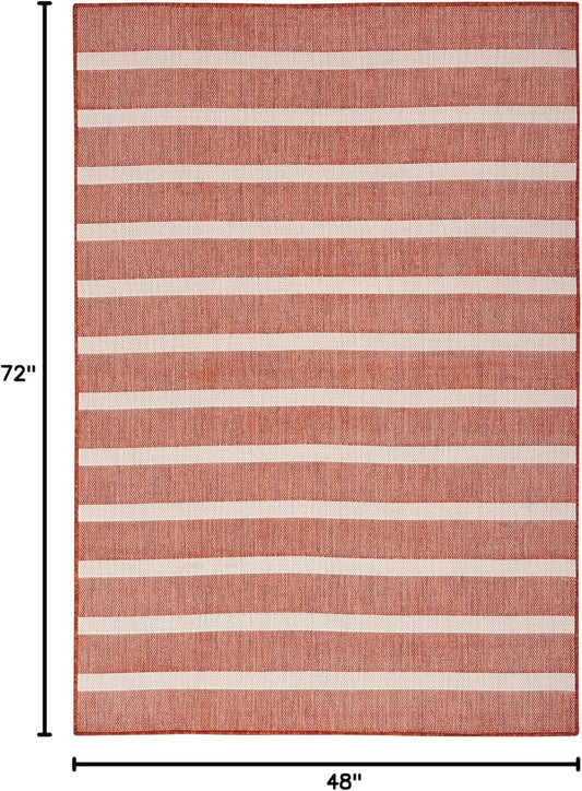 Nourison Home Positano Indoor/Outdoor Terracotta 4' x 6' Area Rug, Easy Cleaning, Non Shedding, Bed Room, Living Room, Dining Room, Deck, Backyard, Patio (4x6)