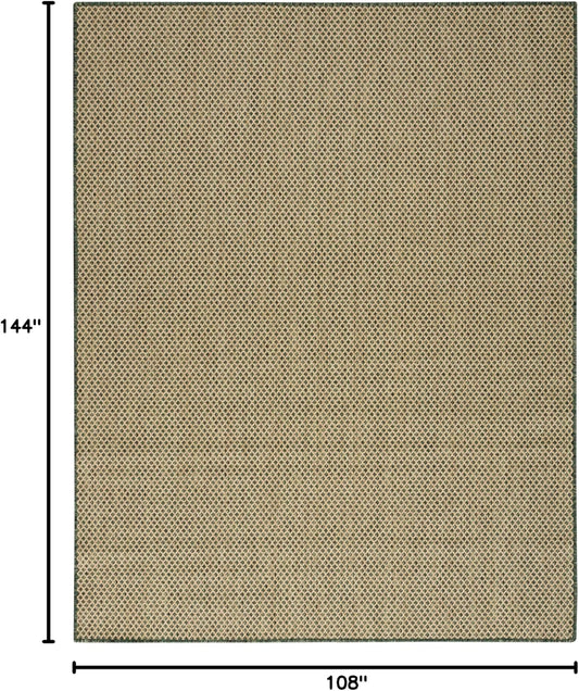 Nourison Home Courtyard Green 9' x 12' Area Rug - Easy Clean, Non Shedding, Bed Room, Living Room, Dining Room, Kitchen (9' x 12')
