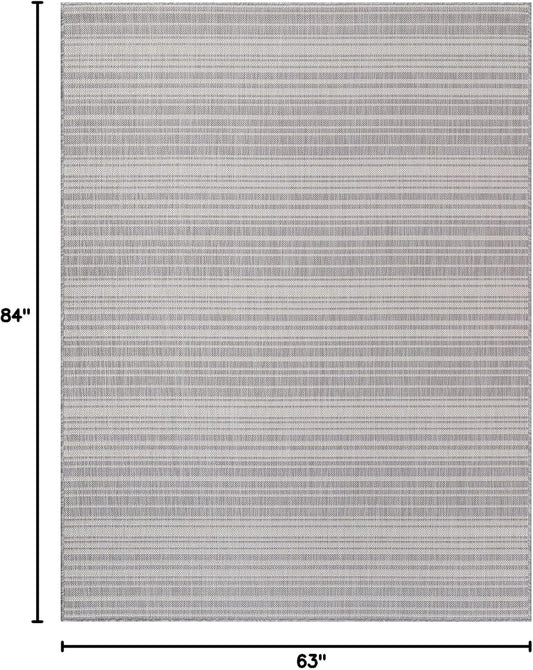 Stripe Outdoor Rug 5x7 Washable Outside Carpet for Indoor Patio Porch Waterproof Easy Cleaning Non Shedding Area Rugs Gray 5 x 7