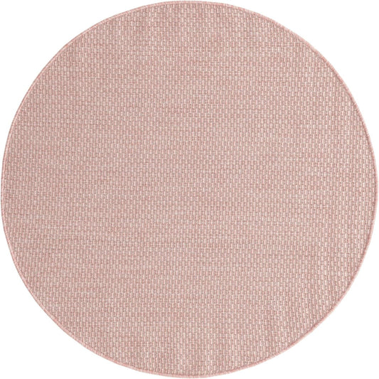 Unique Loom Collection Casual Transitional Solid Heathered Indoor/Outdoor Flatweave Area Rug (4' 1" Round, Whisper Pink/Ivory)