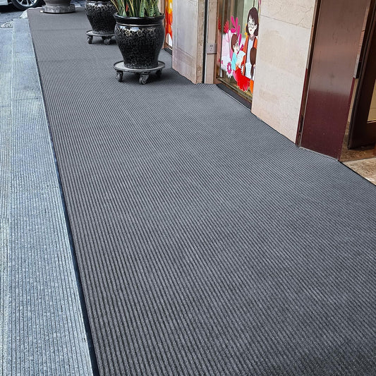 TANYOYO 4' X 6' Commercial Grade Door Floor Mat Brush Step Entrance Mat Vinyl Backed Utility Doormat Heavy Duty Floor Rugs Commercial Outdoor Carpet Indoor Entrance Mat,Grey