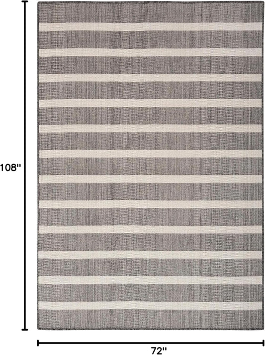 Nourison Home Positano 6' x 9' Fabric Charcoal Ivory Area Rug