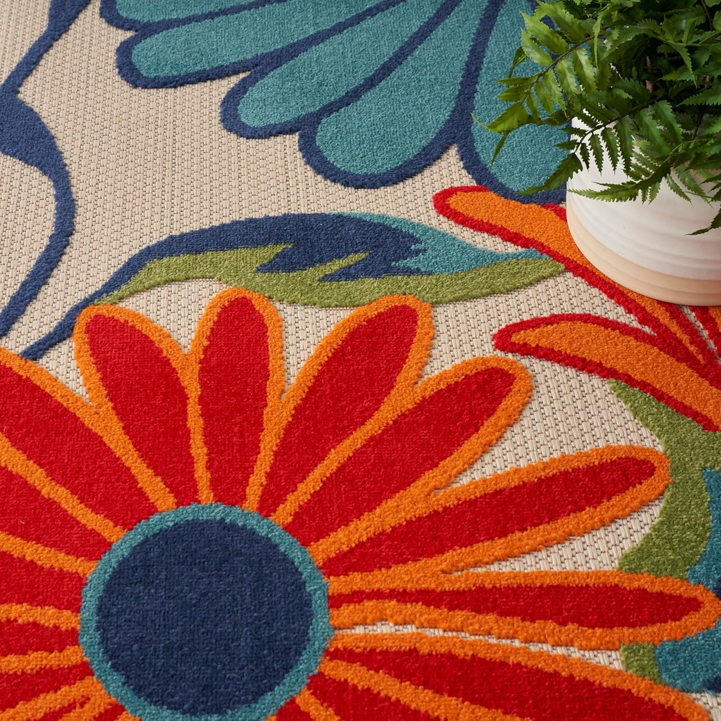 Nourison Home Aloha 6' x 9' Multicolor Fabric Contemporary Area Rug (6' x 9')