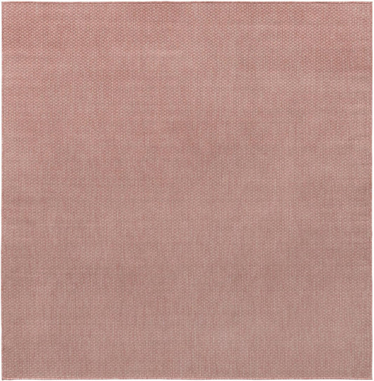Unique Loom Collection Casual Transitional Solid Heathered Indoor/Outdoor Flatweave Area Rug (7' 10" Square, Whisper Pink/Ivory)