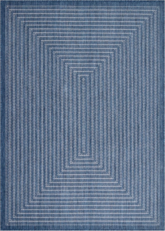 Adiva Rugs Outdoor Indoor Area Rug, Weather Resistant, Easy to Clean, Stain Resistant Floor Mat for Dining Room, Backyard, Deck, Patio (Navy Weiss, 2' x 3')