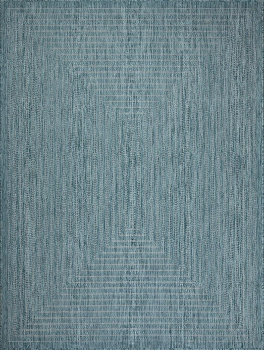 Adiva Rugs Outdoor Indoor Area Rug, Weather Resistant, Easy to Clean, Stain Resistant Floor Mat for Dining Room, Backyard, Deck, Patio (Aqua Weiss, 10' x 14')