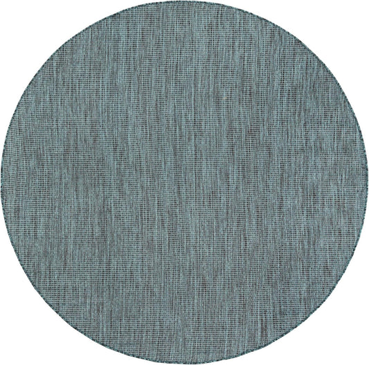 Unique Loom Outdoor Solid Collection Area Rug (6' 1" Round Teal/Navy Blue)