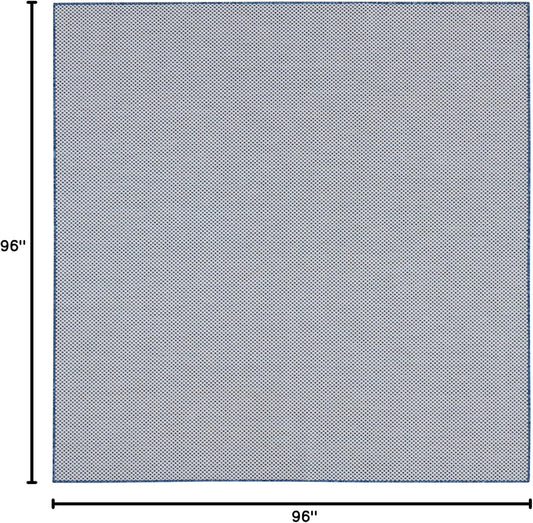 Nourison Home Courtyard Indoor/Outdoor Ivory Blue 8' x Square Area Rug, Easy Cleaning, Non Shedding, Bed Room, Living Room, Dining Room, Backyard, Deck, Patio (8 Square)