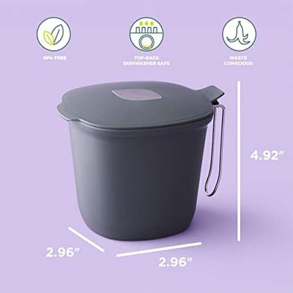 Chef'n Compost Bin 0.85 Gallon with Odor-Absorbing Charcoal Filter - Dual-Bin Design for Kitchen Trash Can Use, Compact Garbage Bin for Countertop or Under-Sink Storage, Easy One-Hand Operation