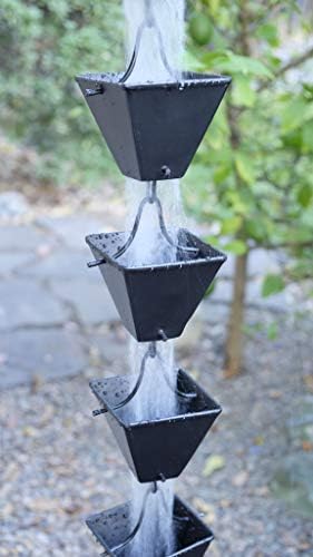 Nutshell Stores Medium Square Cups Rain Chain - Black - 19 Feet