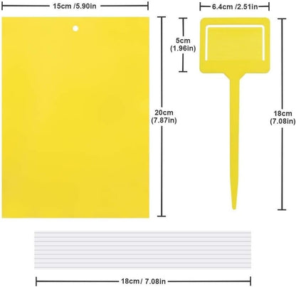 Gideal 50-Pack Dual-Sided Yellow Sticky Traps for Flying Plant Insect Fungus Gnats Whiteflies Aphids Leafminers Thrips (6x8 Inches, Included 50pcs Twist Ties)