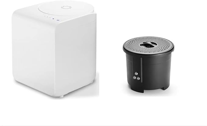 Airthereal Bundle | Revive Electric Kitchen Composter White and 1 Spare Bucket + Lid, 2.5L Capacity with SHARKSDEN® Tri-Blade, Turn Food Waste and Scraps into Dry Compost Fertilizer