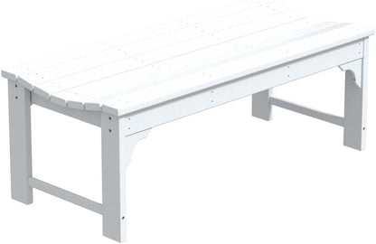 Outdoor Benches Weatherproof, All Weather Resistant Park Bench Poly Lumber Backless Garden Bench Seat for Entryway Front Porch, White