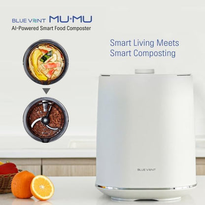 THINKWARE BLUEVENT MUMU Smart AI Electric Food Composter Bundle with 2 Charcoal Refills