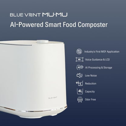 THINKWARE BLUEVENT MUMU Smart AI Electric Food Composter Bundle with 2 Charcoal Refills