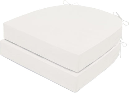 Outdoor Chair Cushions Set of 2, Waterproof Foam Patio Seat Cushions with Ties for Garden Sofa & Dining Furniture, 3-Year Color Fastness, 18x18x3 Inch, Beige