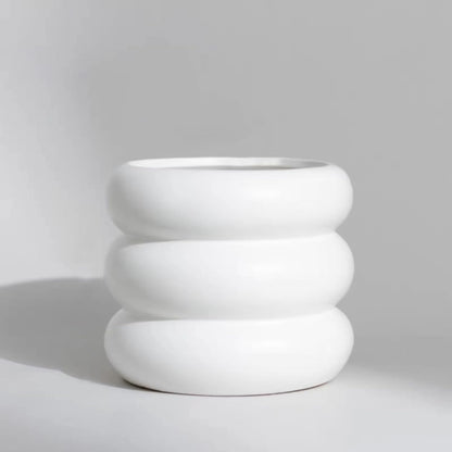 Ceramic Plant Pot Indoor, 4.7 Inch Flower Pot with Drainage Hole, Small Bubble Design Ceramic Planter for Home & Office Decor (White)