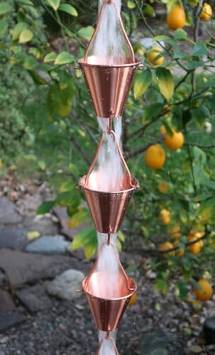 Nutshell Stores Steel Cups Rain Chain - Copper Plated - 18 Feet
