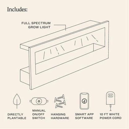 Modern Sprout Smart Landscape Growframe Wall Mounted Planter with LED Grow Light -White