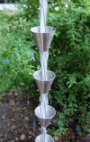 Nutshell Stores Steel Cups Rain Chain - Stainless Steel - 9 Feet