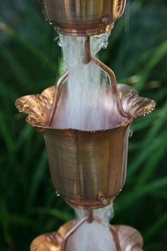 Nutshell Stores Flower Cups Rain Chain - Copper - 8 Feet