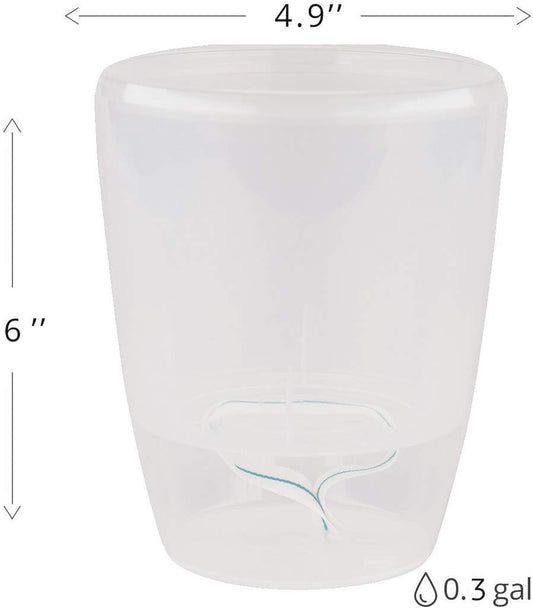 Santino 4.9 Inch ORCHIDEA Self Watering Pots for Orchids in Transparent (Set of 3) - Decorative Wicking Planter with w/Great Aerification, Drainage and Water Level Indicator