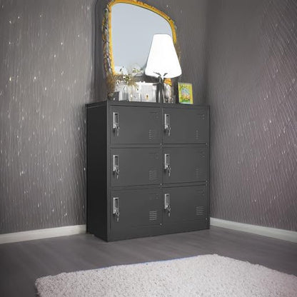 Employee Storage Locker,6 Door Storage Locker,Metal Locker for Employees Office Steel Gym Lockers with Card Slot,Office Storage Lockers for Home,School(Black)