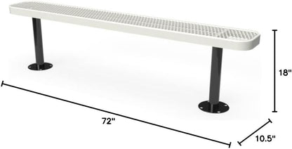 Coated Outdoor Furniture Heavy-Duty Outdoor Bench Thermoplastic Coated, Expanded Metal, Commercial-Grade Seating, Made in America (Surface Without Back, 6 Ft, Grey)