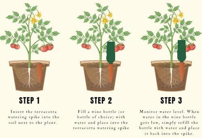 Oasis 6-Pack Terracotta Watering Spikes - Slow Release Self Watering Stakes, Plant Watering Devices for Wine Bottles, Container, Small Tree and Houseplant - Perfect for Busy Plant Parents
