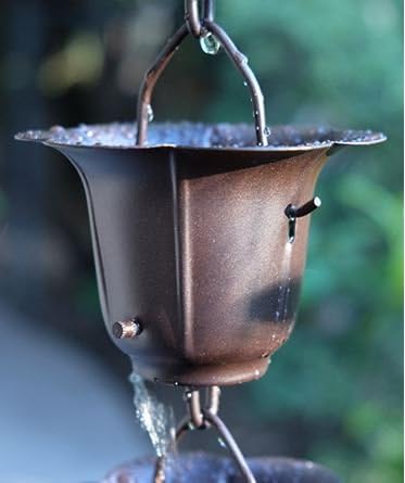 Nutshell Stores Flower Cups Rain Chain - Bronze - 18 Feet