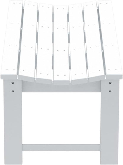 Outdoor Benches Weatherproof, All Weather Resistant Park Bench Poly Lumber Backless Garden Bench Seat for Entryway Front Porch, White