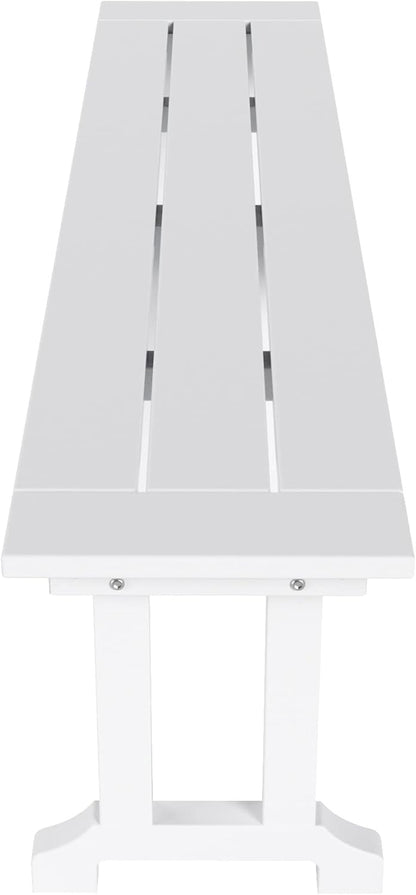 WestinTrends Malibu 65" Outdoor Dining Bench, All Weather Resistant Poly Lumber Patio Garden Bench Trestle Long Bench for Both Outdoor and Indoor, White
