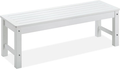 Psilvam Outdoor Bench, Two Person Poly Lumber Porch Bench, Weatherproof Garden Bench That Never Rot and Fade, All-Weather Patio Bench Suit for Garden, Porch, and Park (White)