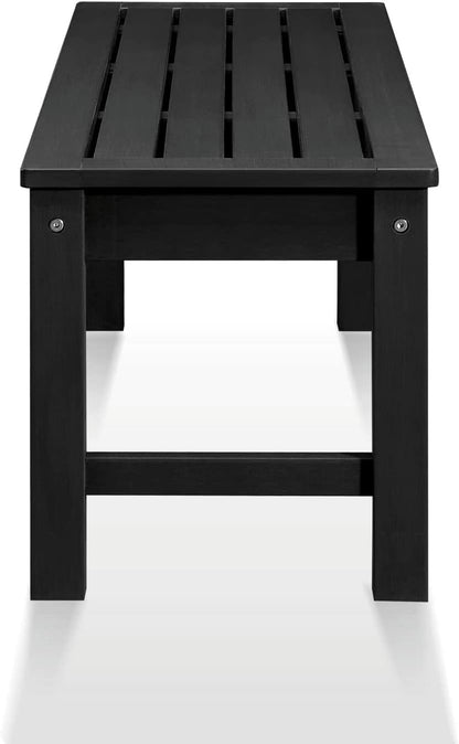 Psilvam Knight Bench Set of 2, Two Person Outdoor Poly Lumber Patio Backless Bench, Weatherproof Garden Bench That Never Rot and Fade, Suit for Church, School, Garden, Porch and Park (Black)
