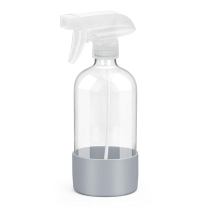 Glass Spray Bottles with Silicone Sleeve Protection, Empty 16 oz Refillable Containers, Reusable Spray Bottles with Adjustable Nozzle for Hair, Cleaning Solutions, Essential Oils 1 Pack Grey