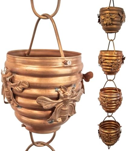 Nutshell Stores Honeybee & Hive Copper Rain Chain - Copper - 9 Feet