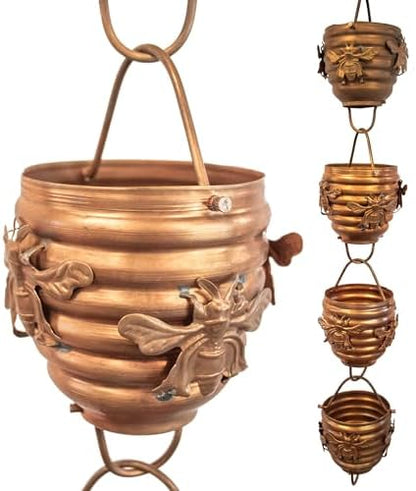 Nutshell Stores Honeybee & Hive Copper Rain Chain - Copper - 20 Feet