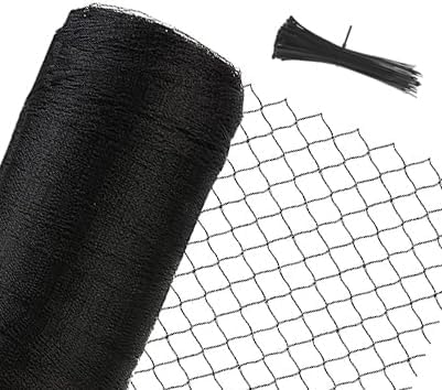 Junflying Bird Netting, 15x40 FT – 1/2" Mesh, Woven Black Netting for Garden Protection with Ties, Protects Vegetables, Fruit Trees, Blueberry Bushes & Strawberry Plants