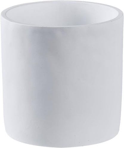 8 Inch Pot for Plants, Large Cement Planter with Drainage Hole, Mid-Century Modern Concrete Flower Pots for Home Decor, Office & Outdoor (White)
