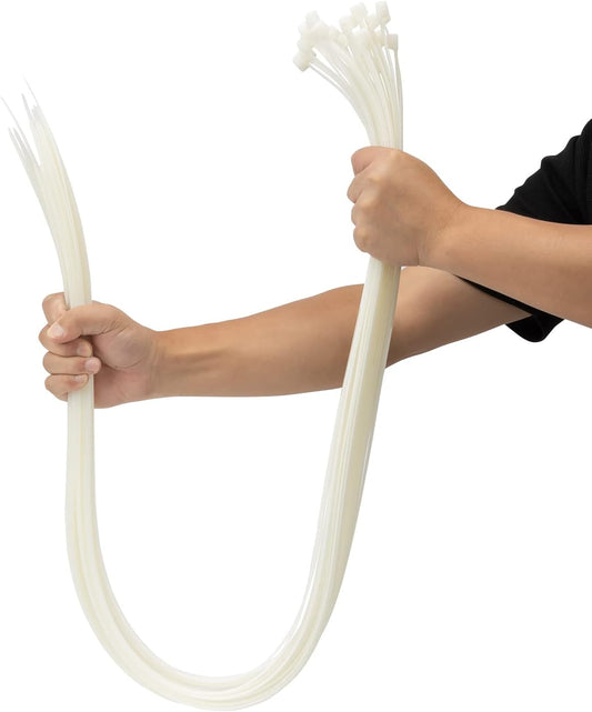 XINGO 36 inch White Zip Ties Heavy Duty 25 PCS,200lbs Ultra Strong Plastic Wire Ties, Large Cable Ties Extra Long Tie Wraps, Indoor and Outdoor UV Resistant