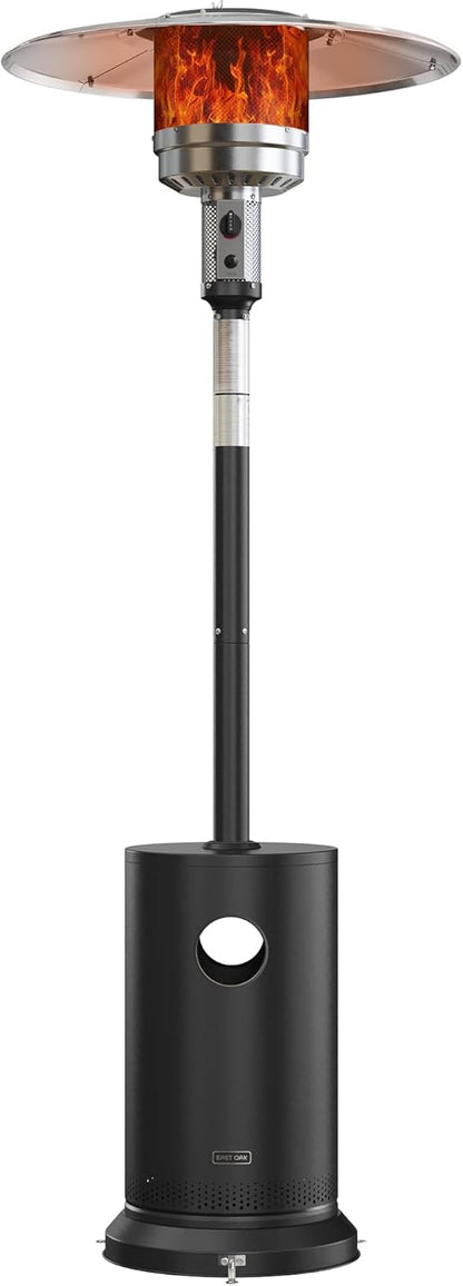 EAST OAK 50,000 BTU Patio Heater for Outdoor Use with Round Table Design, Double-Layer Stainless Steel Burner, Wheels, Triple Protection System, Outdoor Heater for Home and Residential, Black