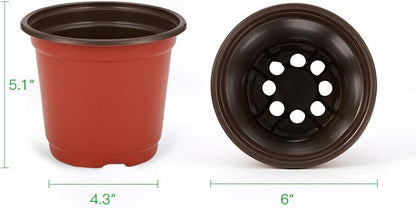 JERIA 100-Pack 6 Inch Plastic Nursery Pots Come with 100 Pcs Labels, Seedling Flower Plant Container and Seed Starting Pots