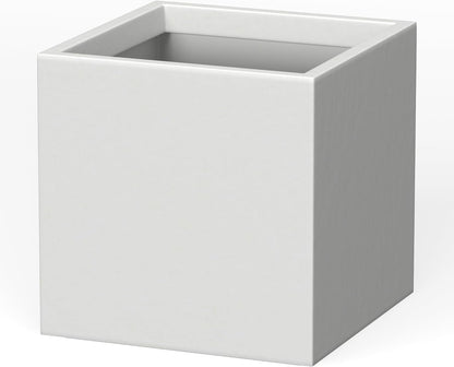 Kante 12 Inch Square Concrete Planter for Outdoor Indoor Home Patio Garden, Large Plant Pot with Drainage Hole and Rubber Plug, Pure White