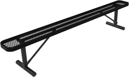 Heavy-Duty Portable Outdoor Bench Thermoplastic Coated, Expanded Metal, Commercial-Grade Seating, Made in America (Portable Without Back, 8 Ft, Textured Black)