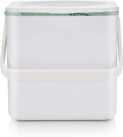 Minky Homecare Kitchen Compost Bin – Countertop Food Waste Caddy with Easy Wipe Clean Interior – Made in The UK - 3.5L (0.9 gal.) (White)