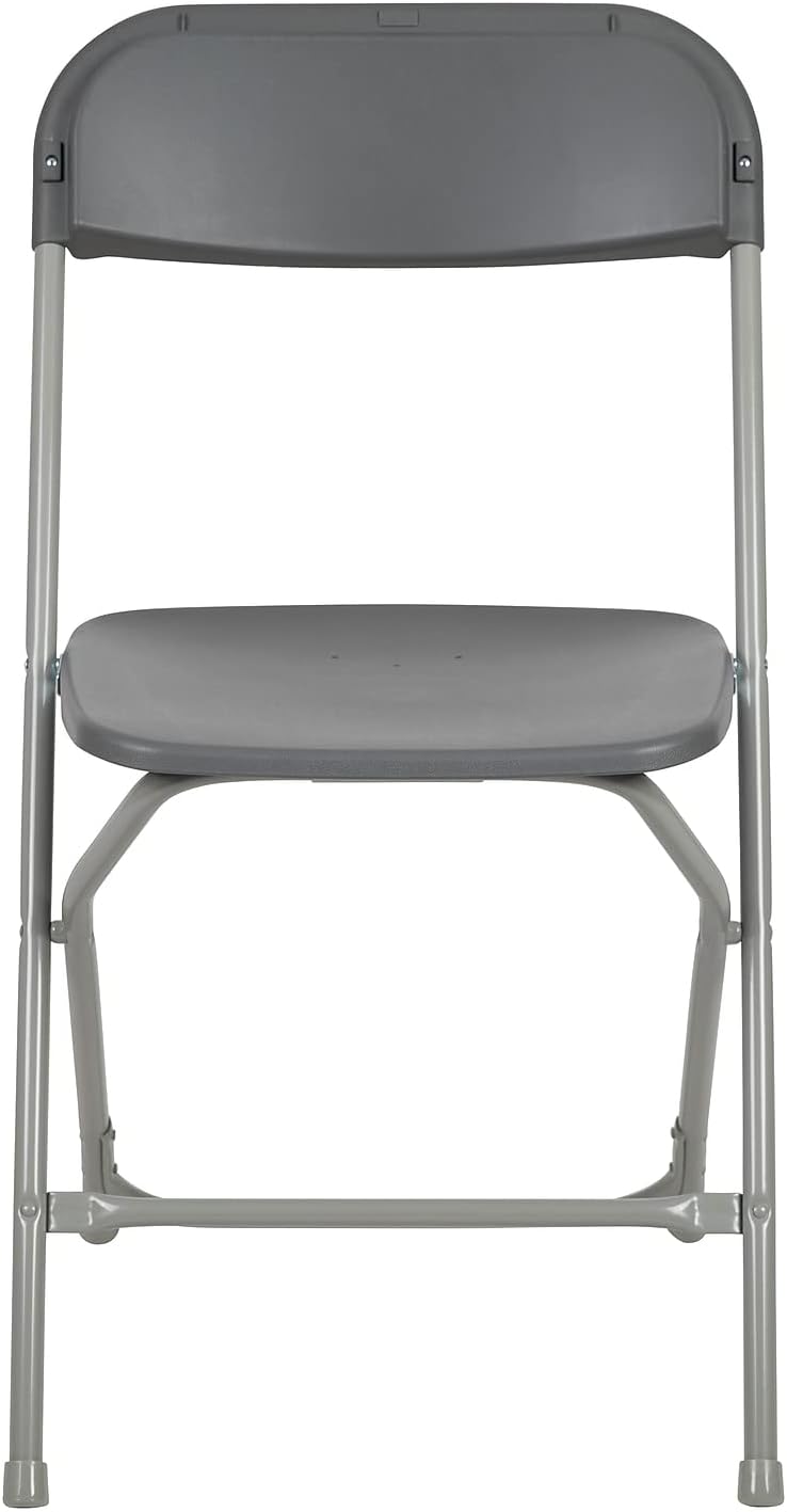 Flash Furniture Hercules Series Plastic Folding Chair - Grey - 2 Pack 650LB Weight Capacity Comfortable Event Chair-Lightweight Folding Chair