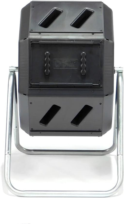 FCMP Outdoor IM2000 Tumbling Composter Canadian-Made, 100% Recycled Resin - Outdoor Rotating Compost Tumbler Bin for Garden, Kitchen, and Yard Waste, Black (22 Gallon)