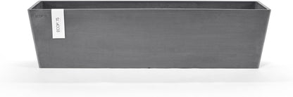 Ecopots Bruges Durable Modern Rectangular Indoor/Outdoor Recycled-Based Composite Flower Pot Planter, Grey, 31.5"