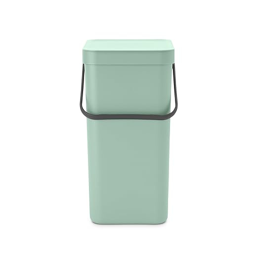 Brabantia Sort & Go Kitchen Recycling Bin | S / 4.2 Gal / 16L | Jade Green | Removable Stay-Open Lid, Carry Handle | Trash Can for Bottles, Cans, Paper, Glass | Wall-Mounting Bracket Included
