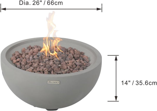 AMS Fireplace | Modeno | Nantucket | Firepit Table | Cover and Lava Rocks Included | (Fuel: Liquid Propane - Light Gray)